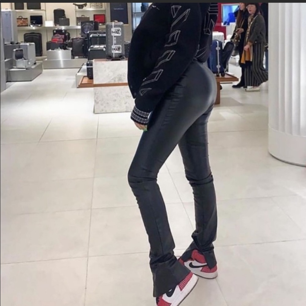 ISO zara extra long faux leather leggings